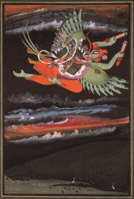 ガルダに乗るヴィシュヌ　インド　18世紀