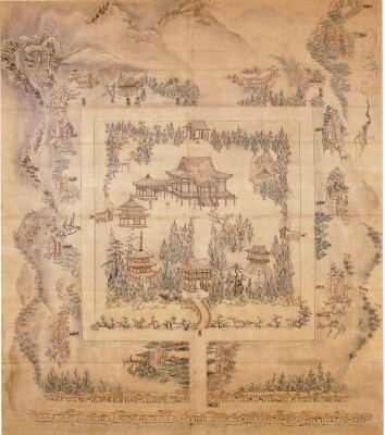 鑁阿寺一山十二坊図　室町時代　十五世紀　鑁阿寺