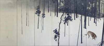 木島櫻谷《寒月》大正元年(1912)京都市美術館(左隻)