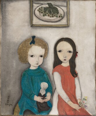 《二人の少女》1918年　油彩・キャンバス　軽井沢安東美術館蔵